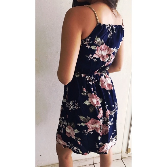 Braided Bead Strap Tie Froral Print Dress - Picture 5 of 6